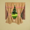 Perdele Rustice din Iuta Natur cu Motiv Traditional