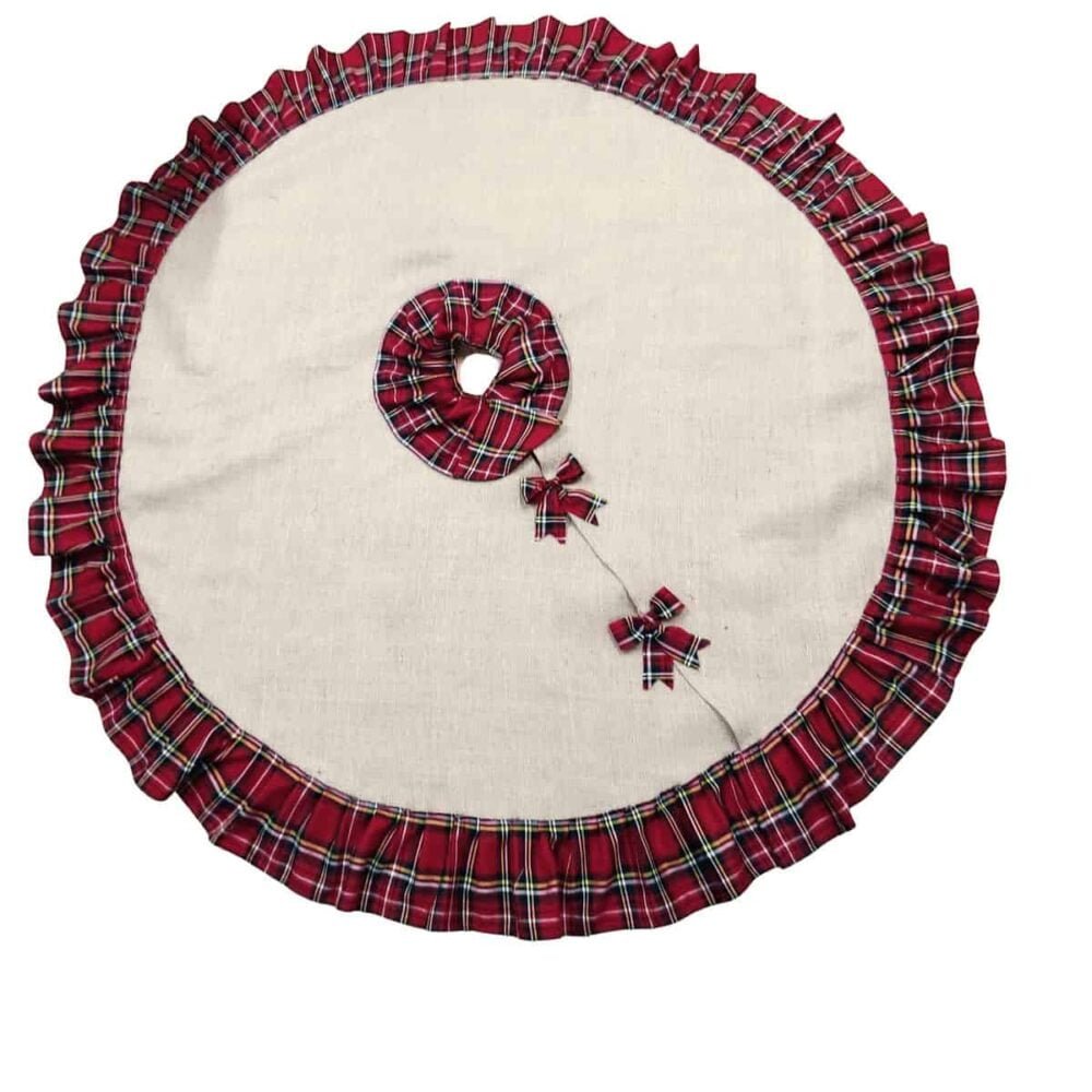 Covoras din Iuta si Tartan Scotian pentru Bradul de Craciun