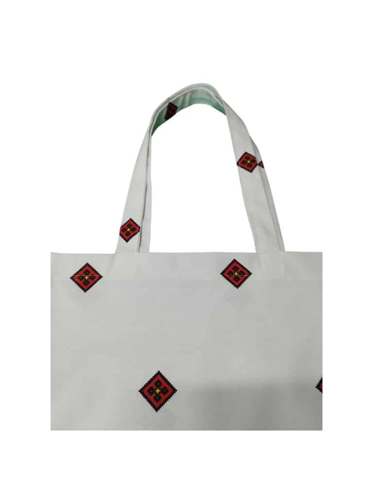 Sacosa Rosu Sacose Traditionale din Bumbac | 42X38cm | Motive Traditionale |