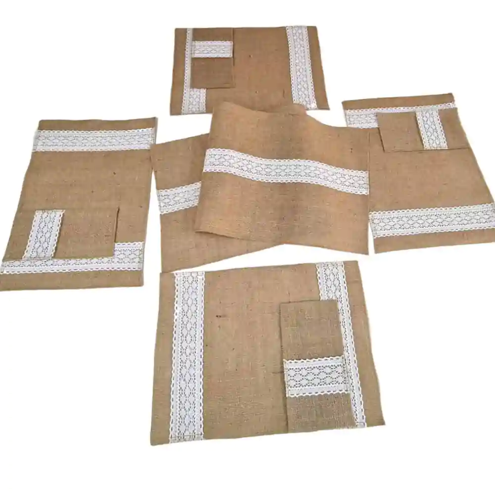 Untitled design(18) Set Traversa Masa din Iuta Naturala Cu Dantela Din Bumbac (6,8,12)